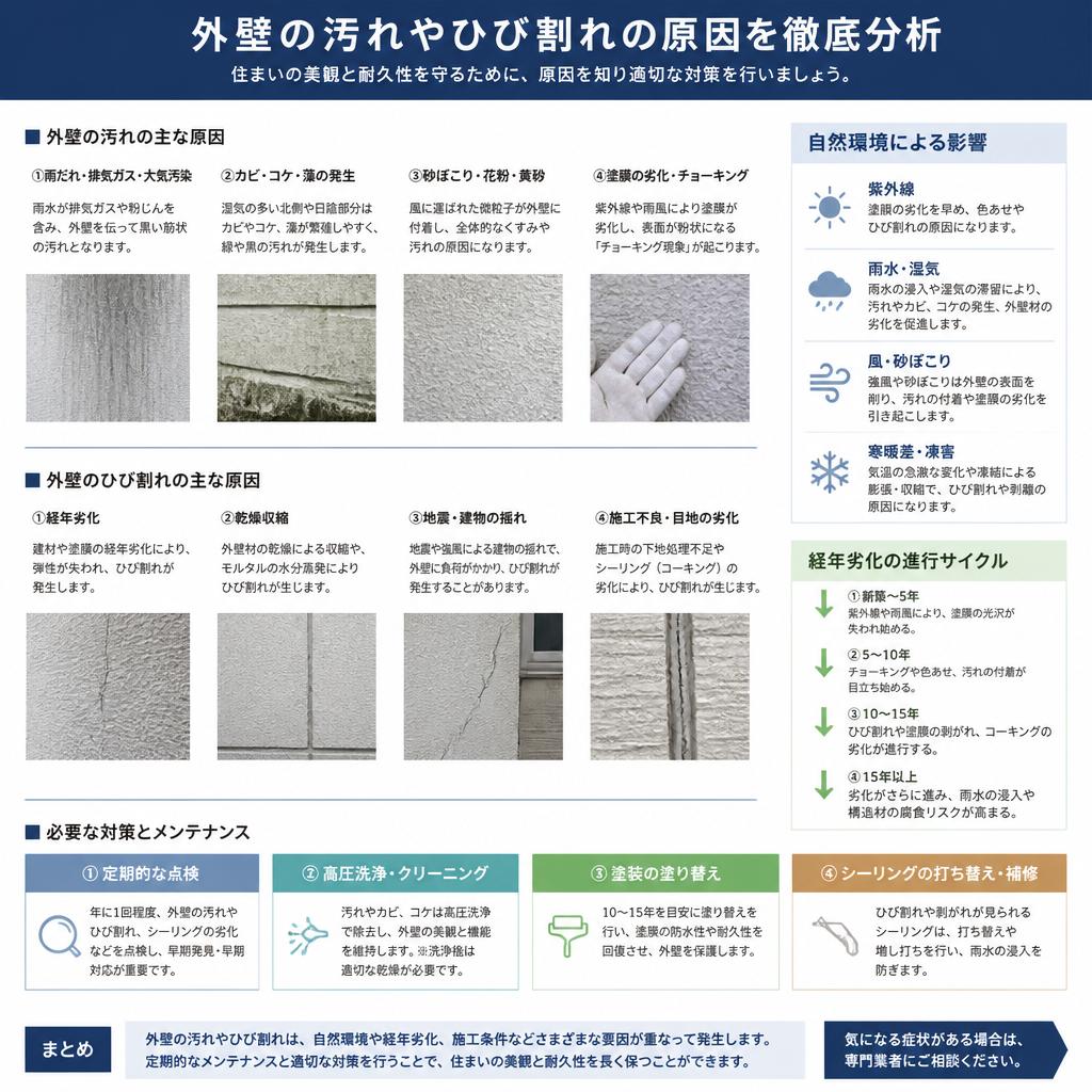 汚れやひび割れの原因